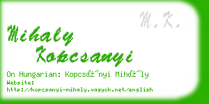 mihaly kopcsanyi business card